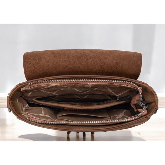 Wrangler Tooled Brown Small Crossbody/Saddle Bag *NEW in Package* - Picture 3 of 5